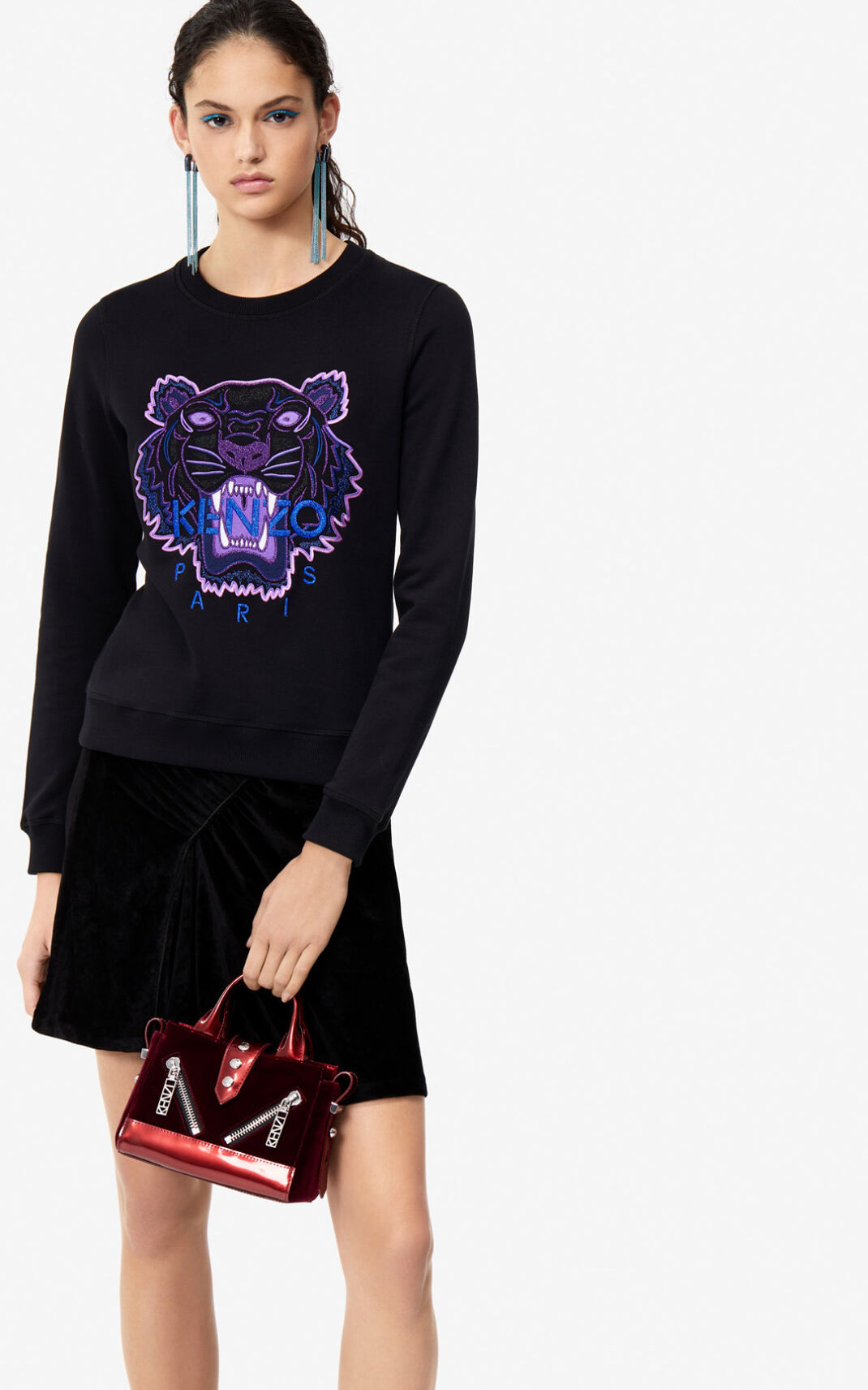 Sudadera Kenzo Tiger Mujer Negras DQG283954